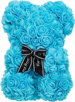 Rozen blauw beer - Flower bear  bleu - Bloemen beer - Rose bear - 25 CM - Rozen Teddy Beer 25 cm - bleu Bear - bleu Rose Teddy - Liefde - Moederdag - Verjaardag - Valentijn Cadeau