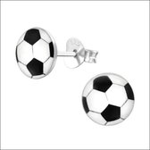 Aramat jewels ® - Ronde oorbellen voetbal 925 zilver 7mm