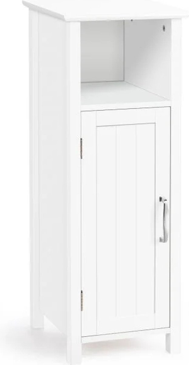 meubelexpert - Badkamermeubel met in hoogte verstelbare plank en toiletopberger met 1 deur, hout 30 x 30 x 80 CM wit