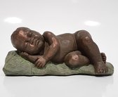 Geert Kunen / Skulptuur / beeld / Baby in hand - bruin / groen - 16 x 7 x 7 cm hoog.