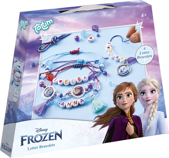 Disney Frozen Totum 4 letter armbandjes maken knutselpakket sieraden set vriendschaps armbandjes creatief met Anna en Elsa