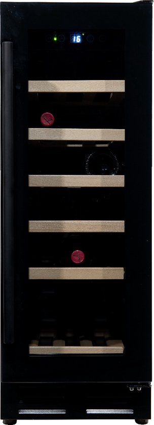 Vinata Premium Wijnklimaatkast Tenibres - Vrijstaand en Onderbouw - Zwart - 18 flessen - 82 x 29.5 x 57.5 cm - Glazen deur