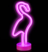 Relaxdays 1x neonlamp led - nachtlampje - tafellamp - tafeldecoratie - flamingo - roze