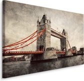 Schilderij - Tower Bridge, Londen, In sepia en rood, Premium Print