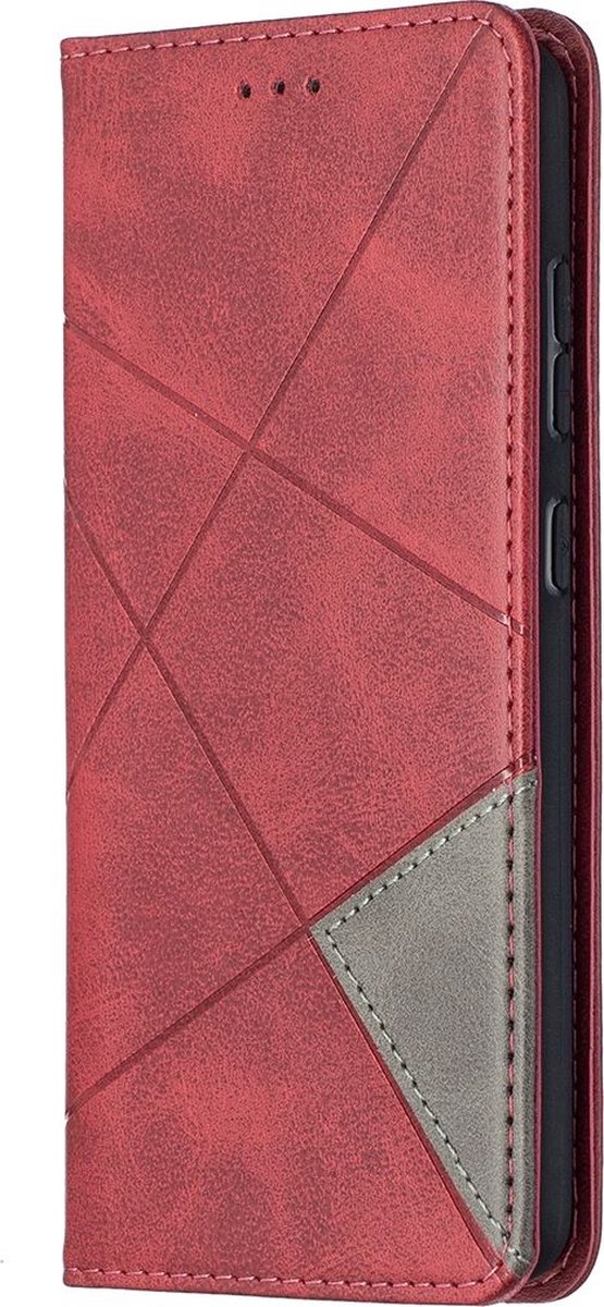 Mobigear Telefoonhoesje geschikt voor Samsung Galaxy A52 Hoesje | Mobigear Rhombus Slim Bookcase | Pasjeshouder voor 2 Pasjes | Telefoonhoesje voor Pinpas / OV Kaart / Rijbewijs - Rood