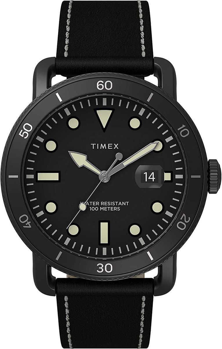 Timex Port TW2U01800 Horloge - Leer - Zwart - Ø 41 mm