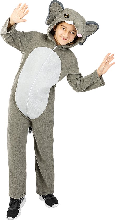 FUNIDELIA Olifant Kostuum - Olifant Onesie voor Kinderen - Maat: 97 - 104 cm