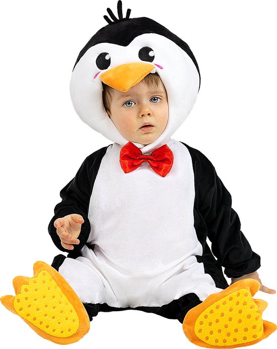 FUNIDELIA Penguin kostuum voor baby - Maat: 69 - 80 cm - Wit