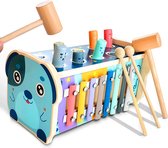Hammie Hamster - 3 in 1 Houten Speelgoed Xylofoon - Duurzaam - Hamerbank - Activiteiten kubus - Montessori Speelgoed