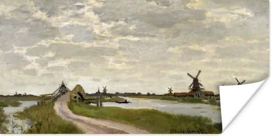 Poster Windmills at Haaldersbroek, Zaandam - Schilderij van Claude Monet - 40x20 cm