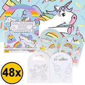 Decopatent® Handout Cadeaux à distribuer 48 PCS Unicorn / Eenhoorn / Livres de coloriage Licorne avec Autocollants - Cadeaux de friandises pour enfants - Klein Jouets