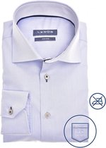 Ledub modern fit overhemd - lichtblauw twill (contrast) - Strijkvrij - Boordmaat: 42