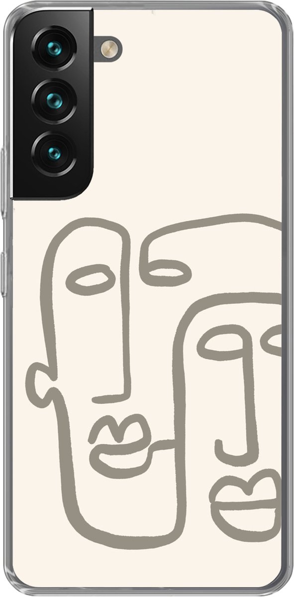 Telefoonhoesje Geschikt voor Samsung Galaxy S22 hoesje - Gezicht - Abstract - Line art - Siliconen Telefoonhoesje Telefoonhoesje