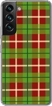 Geschikt voor Samsung Galaxy S22 hoesje - Plaid - Groen - Rood - Patroon - Siliconen Telefoonhoesje