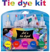 Tie Dye Kit - 5 Kleuren 120 ml Textielverf - Tie dye set – Batik Tye Dye Verfset – Knutselen Meisjes en Jongens