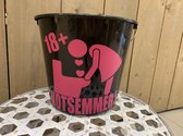 Kots emmer - Cadeau emmer - 10 liter - Zwart opdruk roze