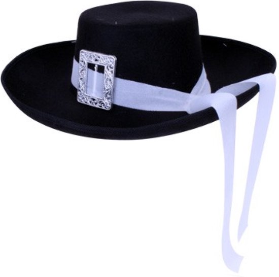 Chapeau de mousquetaire noir avec bande blanche populaire | bol