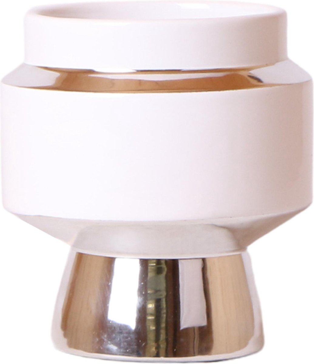 Kolibri Home | Le Chic bloempot - Witte keramieken sierpot met zilveren details - Ø9cm