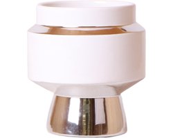 Kolibri Home | Le Chic bloempot - Witte keramieken sierpot met zilveren details - Ø9cm