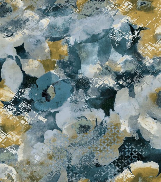 Behang Abstract Behang abstracte bloemen - Behang - Wandbekleding - Wanddecoratie ...