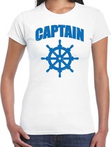 Captain / kapitein met stuur verkleed t-shirt wit voor dames - maritiem carnaval / feest shirt kleding / kostuum M