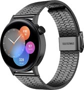 Stalen Smartwatch bandje - Geschikt voor  Huawei Watch GT 3 42mm luxe stalen bandje - zwart - 42mm luxe stalen bandje zwart - Strap-it Horlogeband / Polsband / Armband