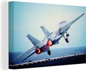 Tableau sur toile Avion décolle d'un porte-avions - 180x120 cm - Décoration murale XXL