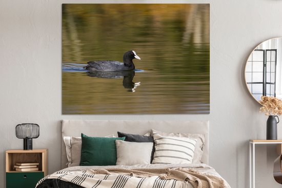 Tableau sur toile Foulque dans l'eau - 160x120 cm - Décoration murale XXL