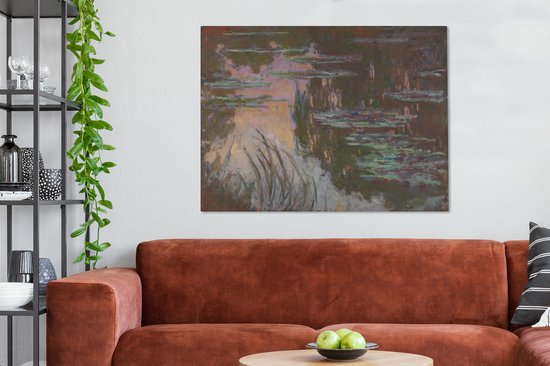 Tableau sur toile Les Nymphéas au soleil couchant - Tableau de Claude Monet - 120x90 cm - Décoration murale
