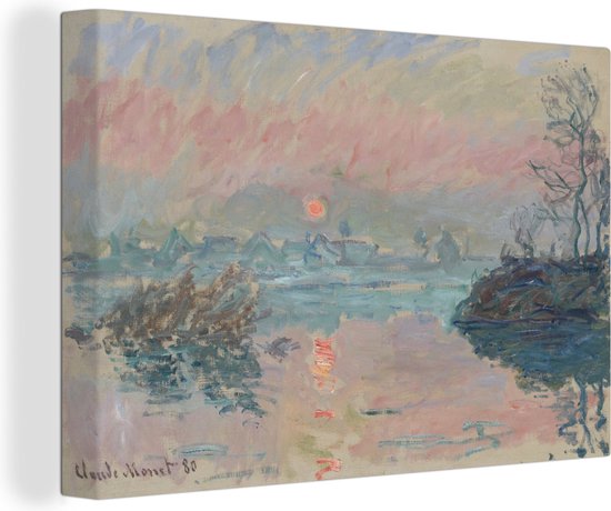 Canvas Schilderij Sunset on the seine at lavacourt - Schilderij van Claude Monet - Wanddecoratie