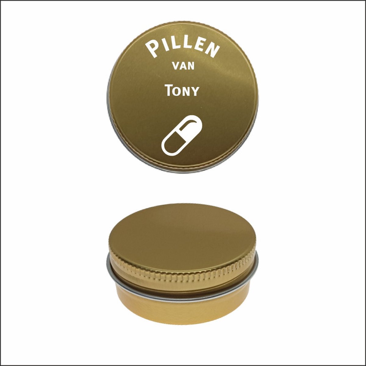 Pillen Blikje Met Naam Gravering - Tony