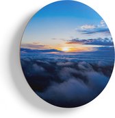 Artaza Houten Muurcirkel - Zonsondergang In De Wolken  - Ø 85 cm - Groot - Multiplex Wandcirkel - Rond Schilderij