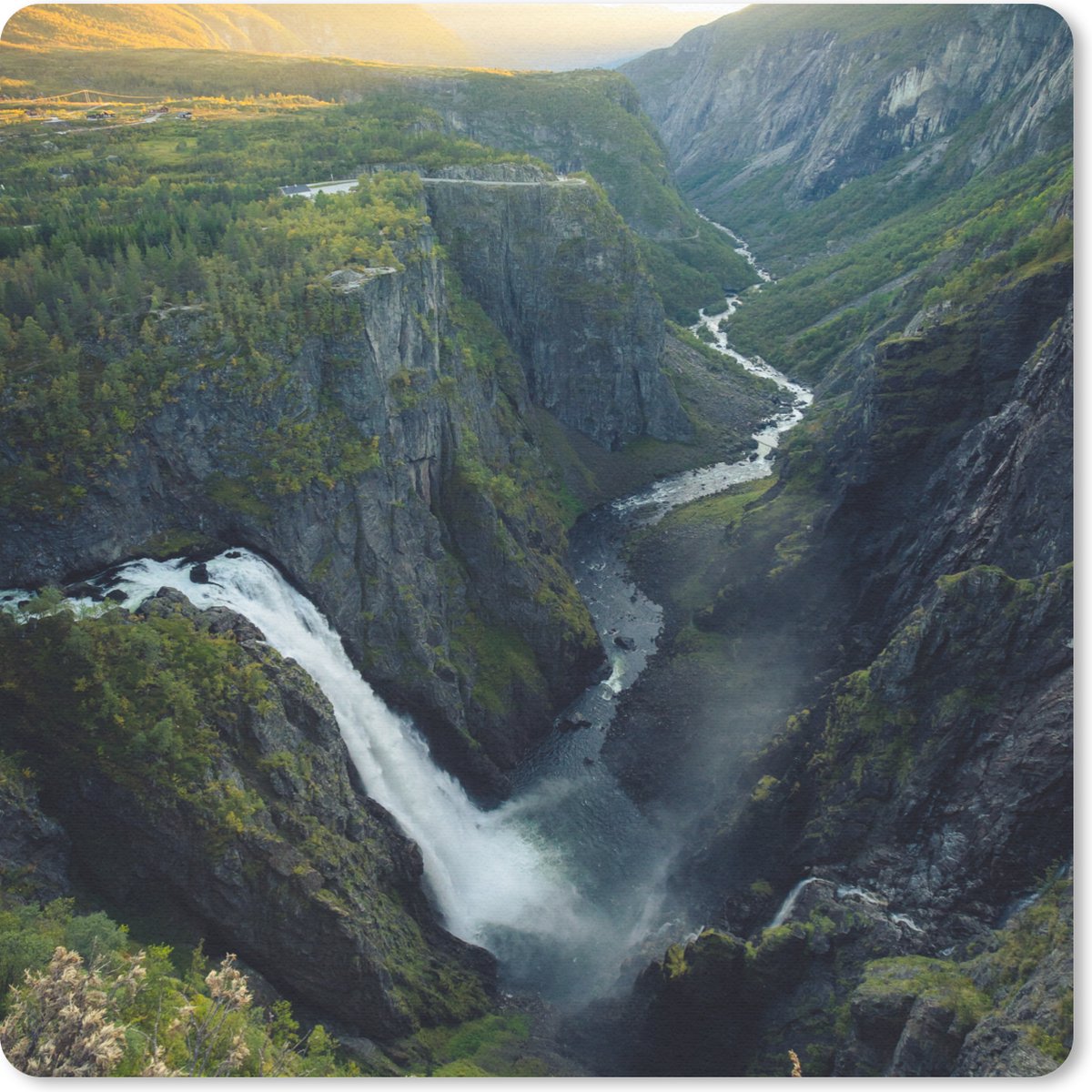 Muismat 20x20 cm - Mousepad Waterval in Noorwegen - Muismatten
