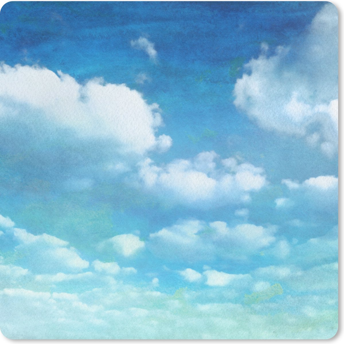 Muismat 30x30 cm - Mousepad Wolken - Waterverf - Zomer - Muismatten