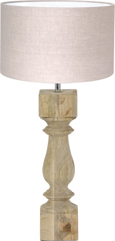 aardolie Activeren kust Light & Living Cumani tafellamp - 60 cm hoog - Ø30 cm - hout met beige kap  | bol.com