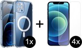 iPhone 13 Pro hoesje magnetisch siliconen transparant case - hoesje iPhone 13 Pro - 4x iPhone 13 Pro Screenprotector
