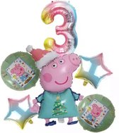 Peppa Pig folie ballonen 6 stuks Decoratie Kinderen Verjaardag Ballon Nummer 3