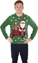 PTIT CLOWN - Groene kersttrui met biker Kerstman - XL