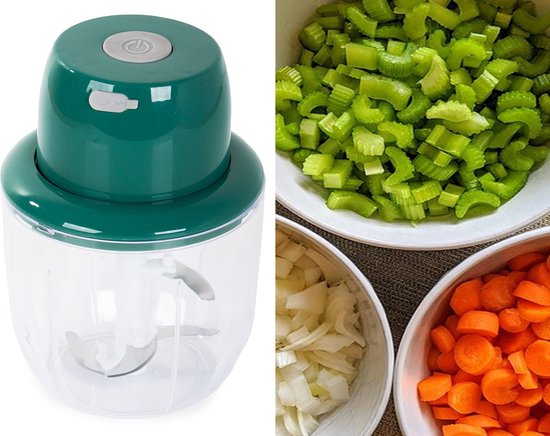 Mini Hakmolen met roerder - Mini Blender - Mini Foodprocessor- Hakmolen Electrisch - 5 RVS messen - Waterbestendig - Antislip - Draadloos van VERK GROUP — afbeelding 2