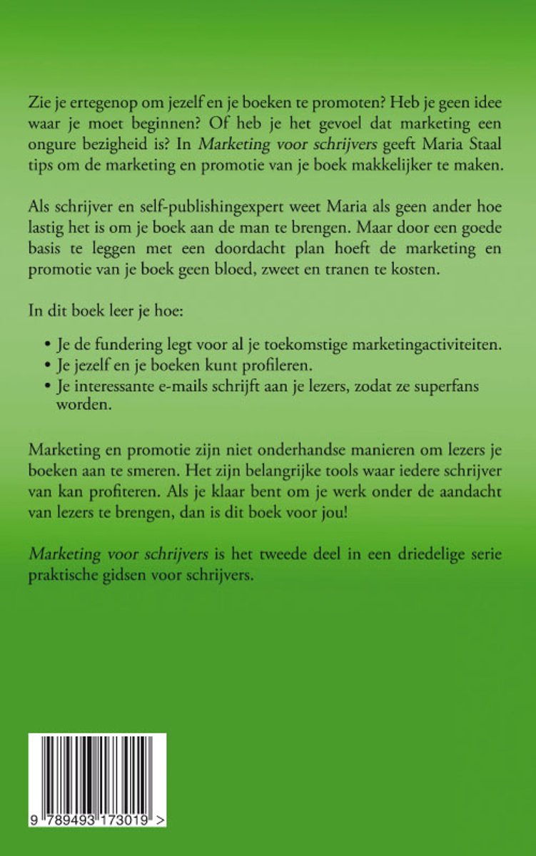 De praktische gids 2 - Marketing voor schrijvers - back cover