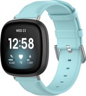 Bandje geschikt voor Fitbit Sense - Maat L - Horlogebandje - Polsband - Kunstleer - Blauw