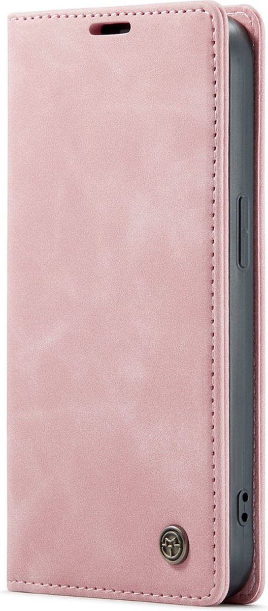 iPhone 13 Pro Max Bookcase hoesje - CaseMe - Effen Roze - Kunstleer