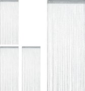 Relaxdays 4x Draadgordijn glitters zilver - deurgordijn - 90 x 245 cm - draadjesgordijn