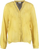 Vila semi transparante polyester blouse met broderie spicy mustard - Maat 34