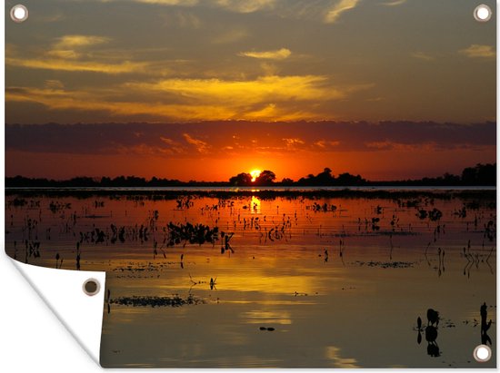 Tuin decoratie Rode gloed in de lucht bij de Pantanal - 40x30 cm