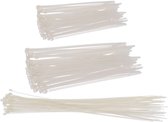 Setje van 110x stuks kabelbinders/tie-wraps wit 20-25-30 cm van 4.7 mm breed - Klussen/gereedschap