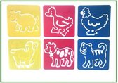 Teken Sjablonen Kinderen - Stencils Tekenen - Boerderij dieren - Poesje, Kip, Eend, Koe, Hond, Varken - 6 stuks