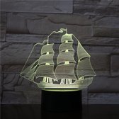 3D Led Lamp Met Gravering - RGB 7 Kleuren - Schip