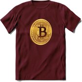 Bitcoin Coin - Crypto T-Shirt Kleding Cadeau | Dames / Heren / Unisex | Bitcoin / Ethereum shirt | Grappig Verjaardag kado | BTC Tshirt Met Print | - Burgundy - L