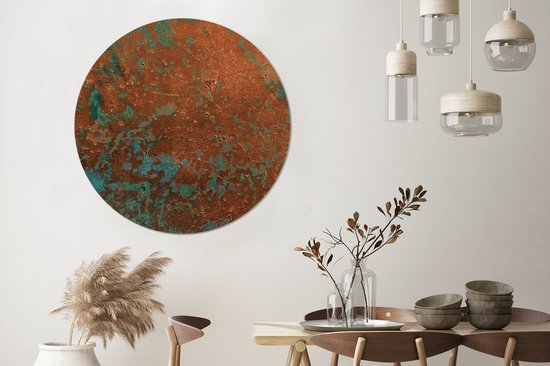 WallCircle - Wall Circle - Wall Circle Indoor - Tôle Acier - Turquoise - Rouille - 140x140 cm - Décoration murale - Peintures Ronds